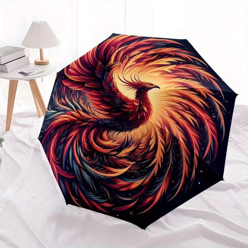 1pc Phoenix Rising ArtworkUmbrella with Plastic Handle,Suitable for All Seasons Home Travel Outdoor UmbrellaB1744