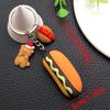 Creative Cute Food Cartoon Keychain: Soft Rubber Pizza & Donut Pendant