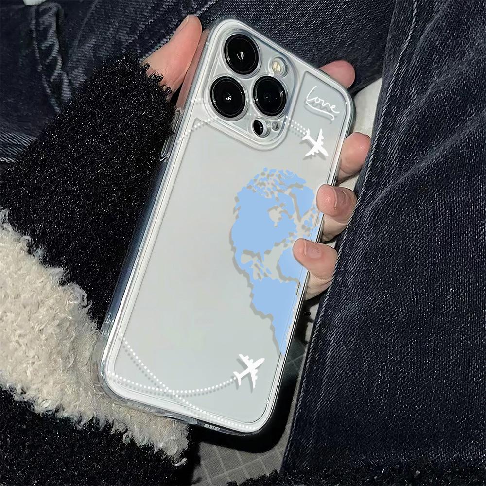 Aircraft Route Earth Premium Clear Protective Phone Case For Iphone 11 Pro Max 17E 16E 17 Air 15 Plus 14 13 12 16 Funda Shell