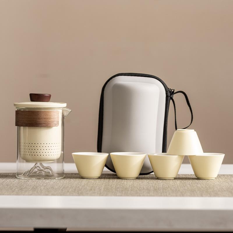 High-end travel tea set Portable anti-scalding hand grab glass teapot Kuaike cup Kung Fu souvenir business gift
