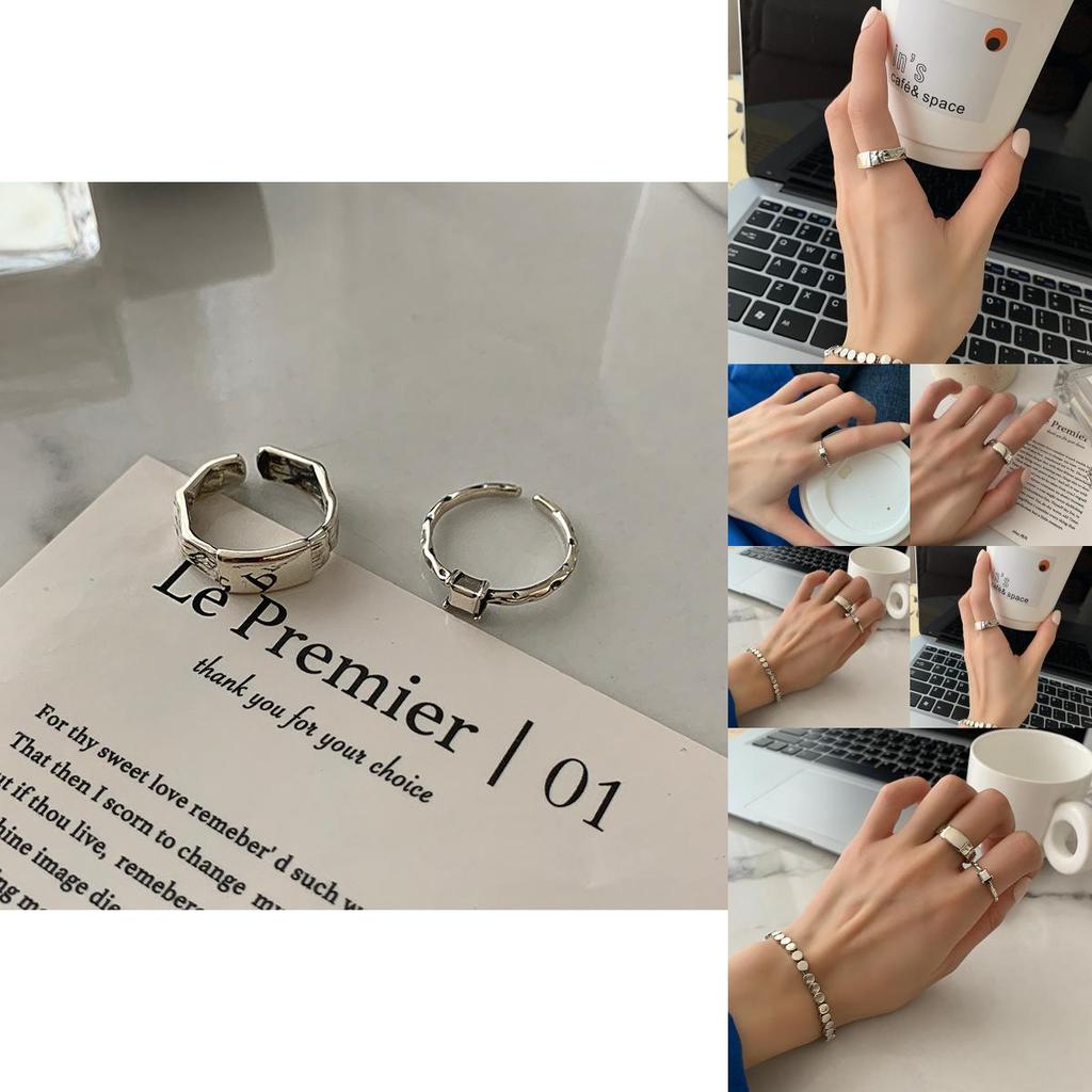Stylish 925 Silver Ring For Women Minimalist Smooth Surface Square Geometric Shape