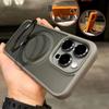 Mat Halka Tutucu Cam Lens Telefon Kılıfı iPhone 15 14 13 12 11 Pro Max Plus Magsafe Kablosuz Manyetik Sert Tampon Kapak