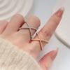 Minimalist Micro Paved Zircon Cross Geometric Open Ring Luxury Personalized High End Fashion Jewelry For Women