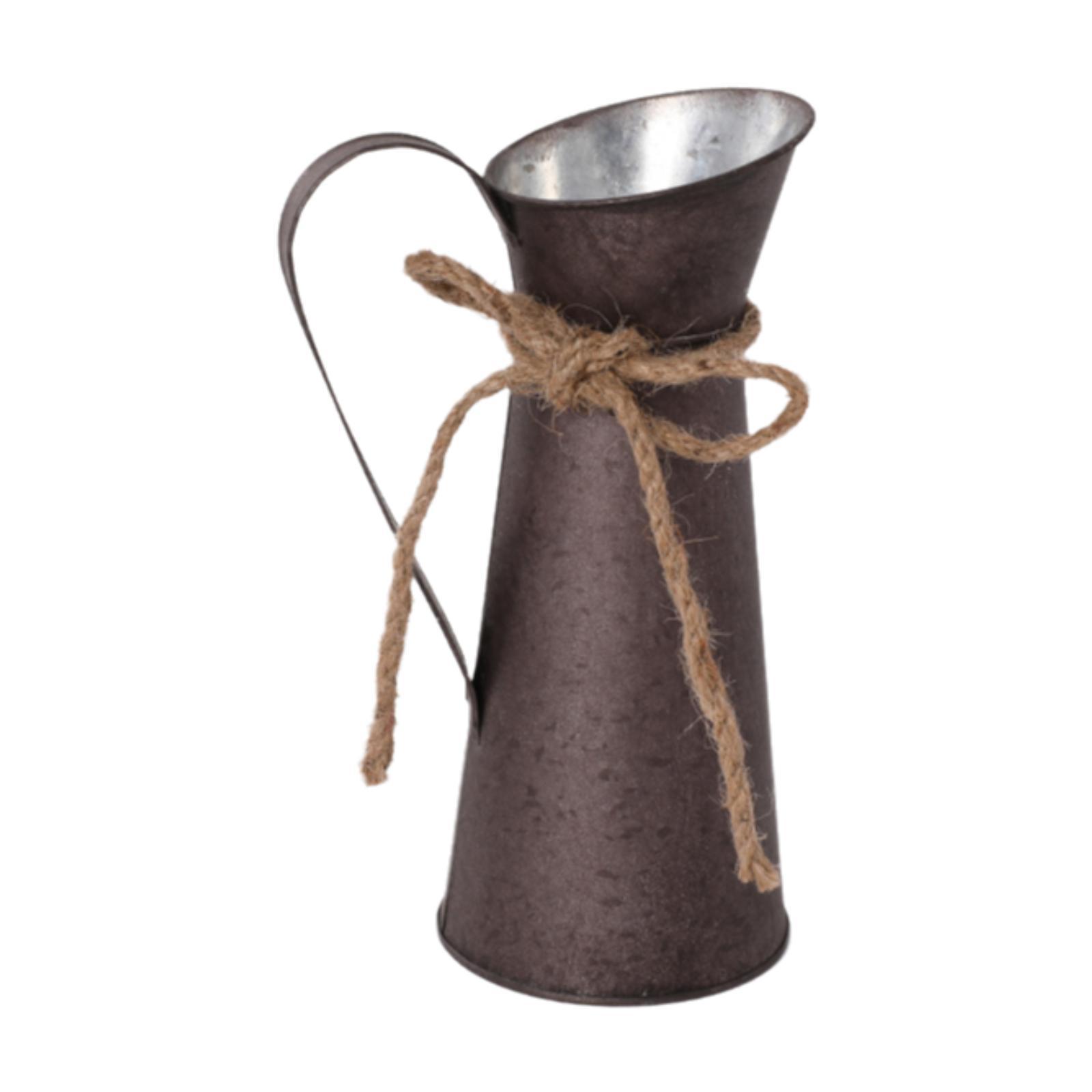 

Milk Jug Vase Rustic with Handle Flowerpot for Farmhouse Bathroom Garden коричневий