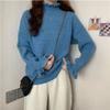 Autumn Winter Ruffles Half High Collar Solid Bottomed Sweater Women Simple All-match Pullover Knitting Top