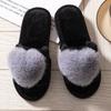 Love Open Fluffy Open-toed Warm Autumn and Winter Four-season Open Cotton Slippers Home Slippers