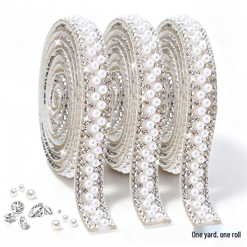Self-Adhesive Pearl & Rhinestone Decorative Diamond Sticker Set for Clothing Accessories
