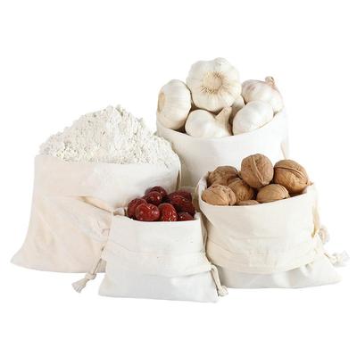 All-cotton Logo-printed Canvas Drawstring Bag – Small Cloth Pouch for Storage, Packaging, or As a Linen Rice Bag.