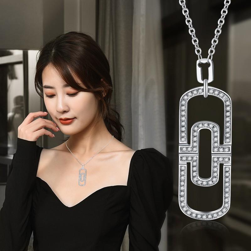 New Year s New Hollow Paperclip Long Women s Clavicle Chain Fashion Clothes Pendant Necklace 60CM(Necklace Long)