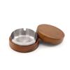 Simple Wood Wooden Ashtray Stainless Steel Liner With Lid Windproof Ashtray Ashtray With Lid Desk Accessories