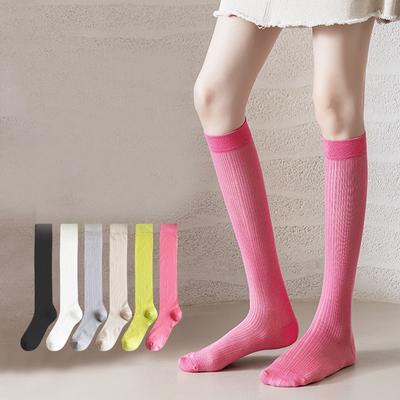 Women Mesh Long Socks Knee High Stockings Girls Solid Color Long Tube Leg Socks