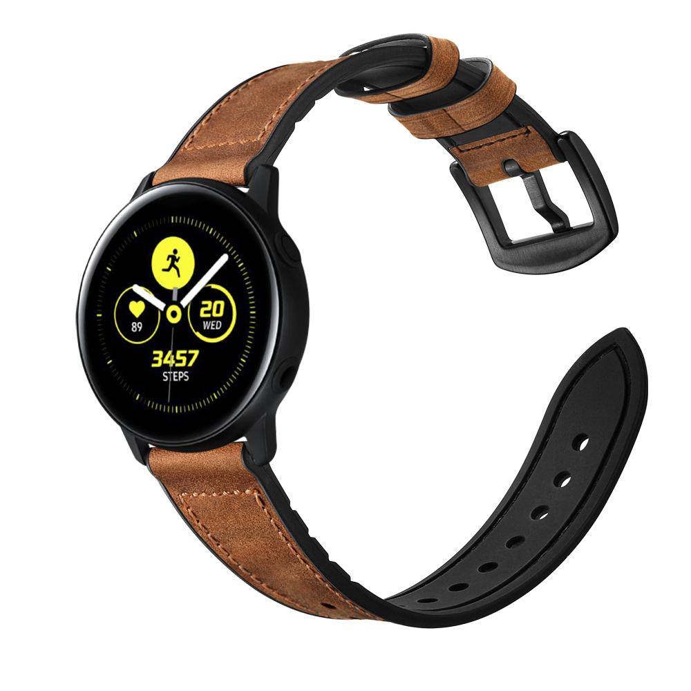 20mm Genuine Leather Coated Silicone Smart Watch Band for Garmin Vivoactive 3/Vivomove HR