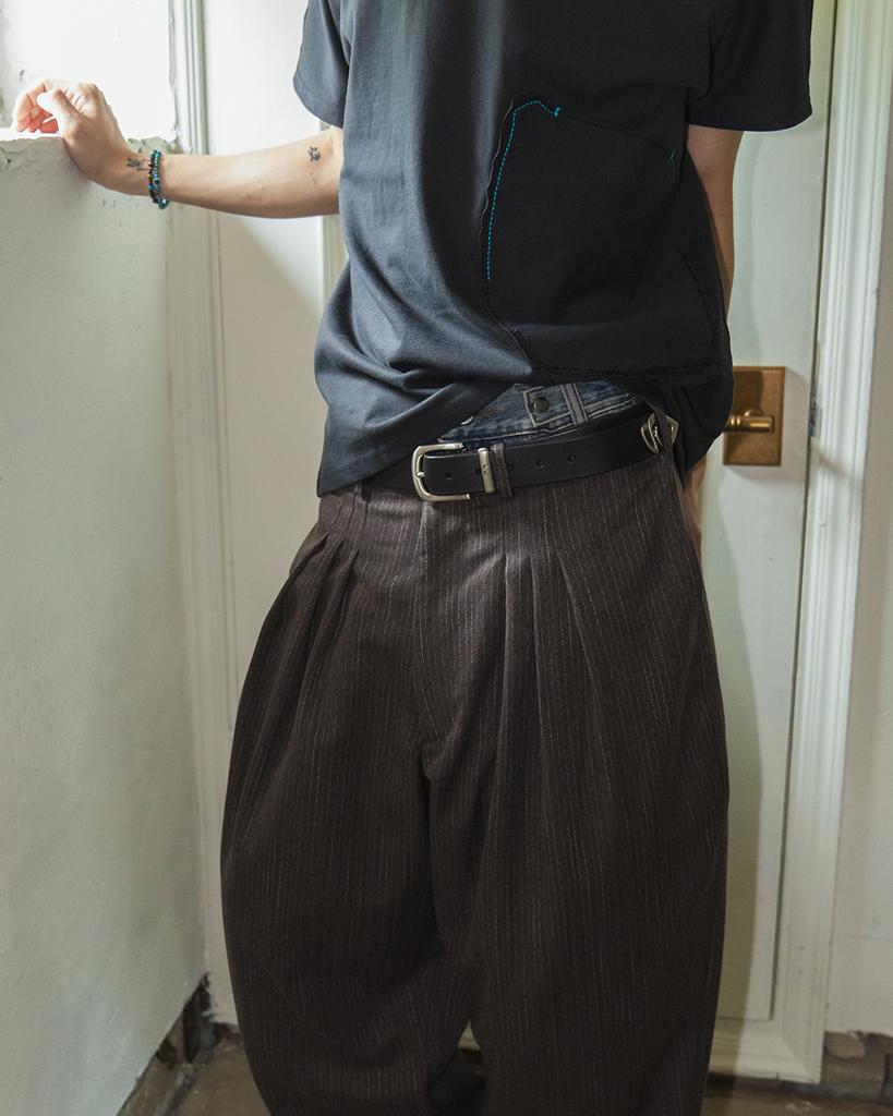 Kalagteo Herringbone Pleat Pants / Maroon