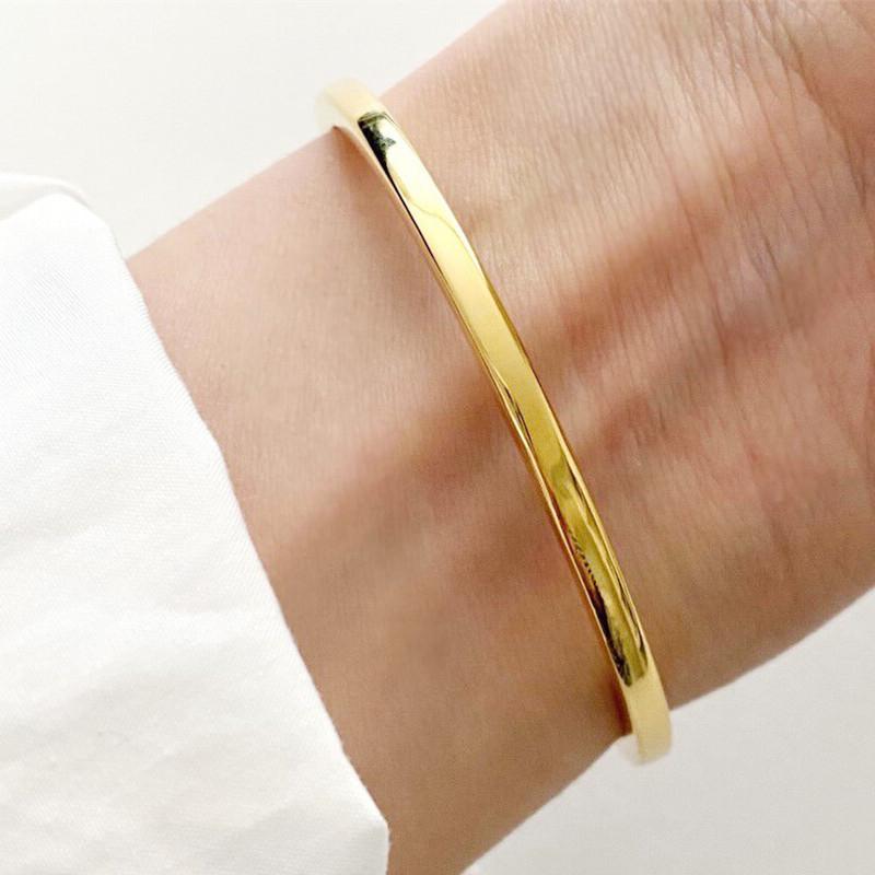 Buyee 925er Sterlingsilber Klassisches Damenarmreif Kreis Poliert Schlicht Offener Armreif für Damen Herren Mode Feiner Schmuck Armreif