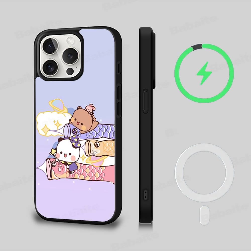 BuBu And DuDu Black For Magsafe Magnetic Phone Case For IPhone 16 15 17 Pro Max 11 12 13 14 Plus Cover