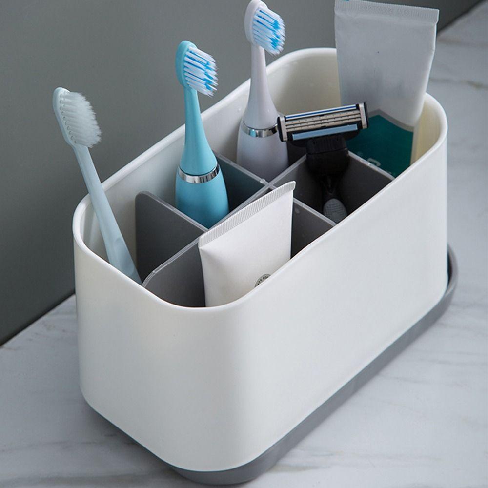 Portable Bathroom Toiletries Storage Rack Grid Toothbrush Racks Electric Toothbrush Storage Box