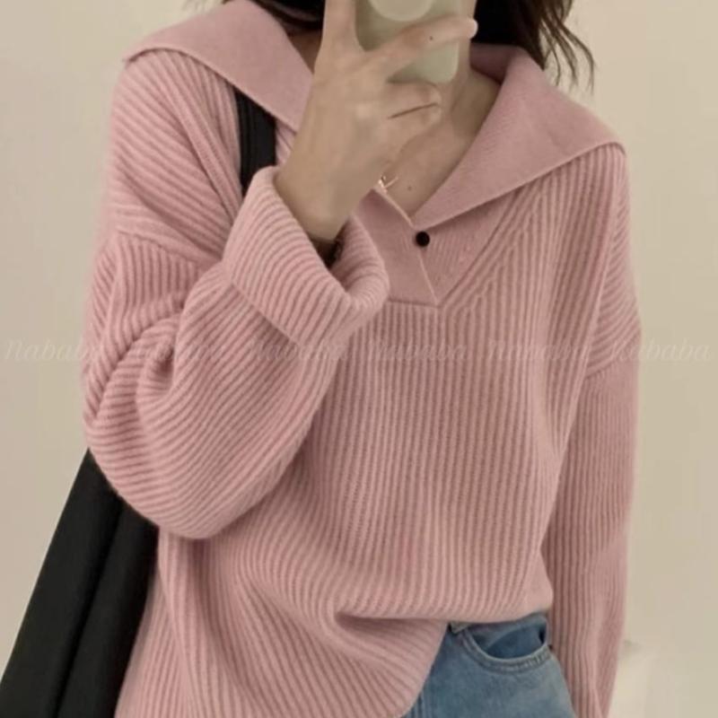 NaVaVa Loose Fit V Neck Collar Long sleeVe Knit Nk3386