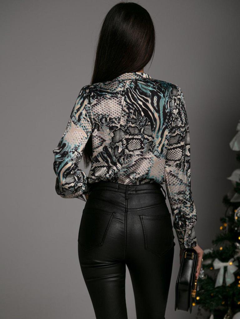 Damen Langarm Bluse mit Print - Frühjahrskollektion 2022