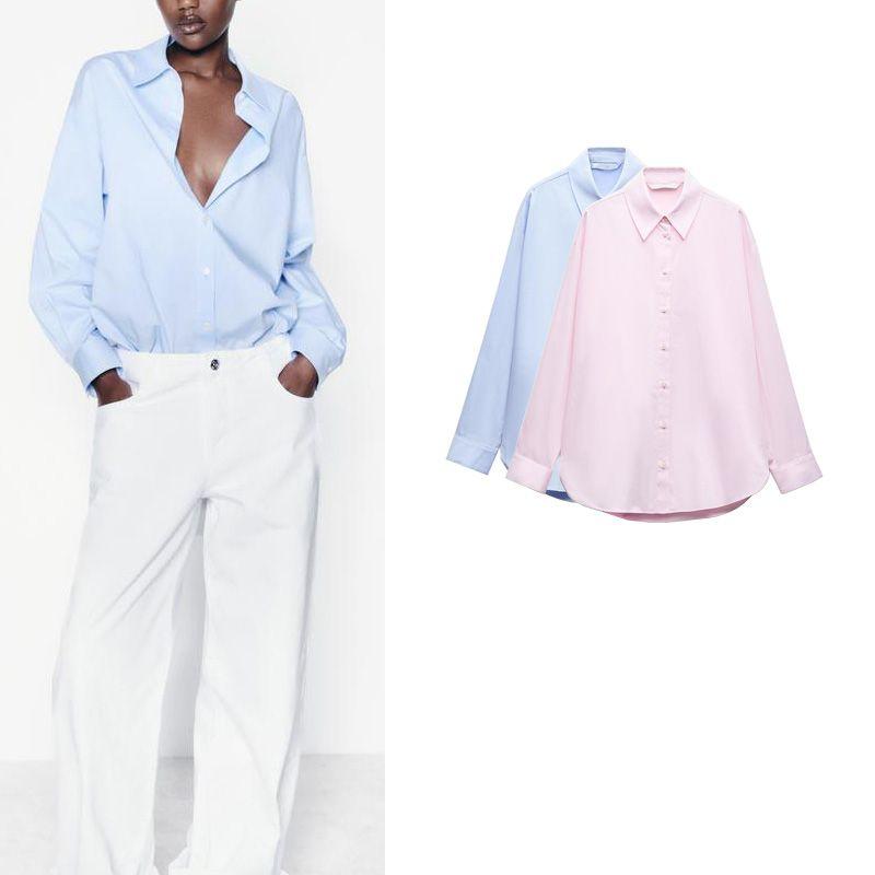 Spring New Women's Clothing Daily Commuter's All-Matching Loose Comfortable Long Sleeve Lapel Casual Shirt 8511772