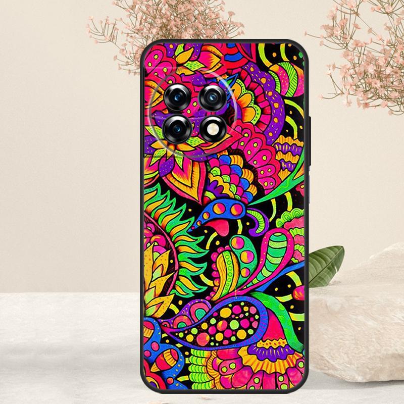 70s hippie Psychedelic floral flowers Case For OnePlus 15R 13R 13T 15 13 12 12R 11 10T 9 10 Pro Nord 5 CE 4 3 Lite N20 N30 Cover