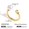 Original Stainless Steel Ring White Pearl Zircon Niche High-End Piece 18K Gold-Plated Europe America Style Geometric Design