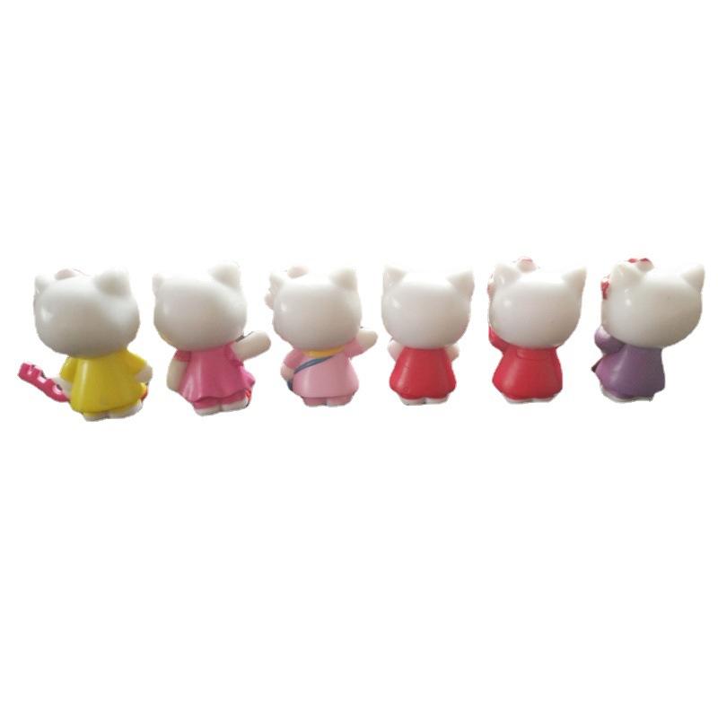 Kawaii 6pcs/set Hello Kitty Cartoon PVC Action Figure Cute Kids Toys Car Cake Decoration Model Children Gifts