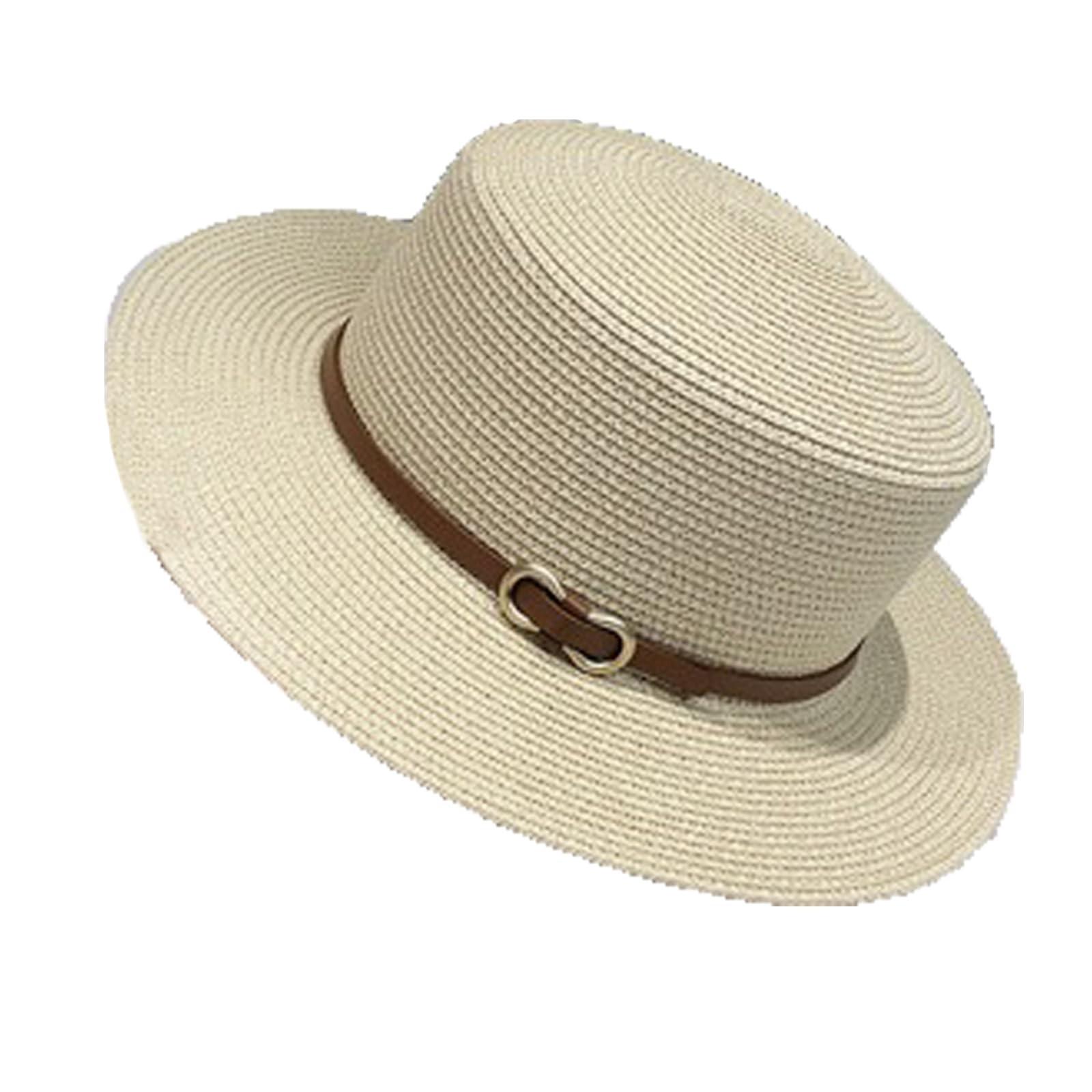 

Французская шляпа с плоским верхом для женщин, летняя соломенная шляпа с тентом для отпуска, пляжная шляпа от солнца One Size
