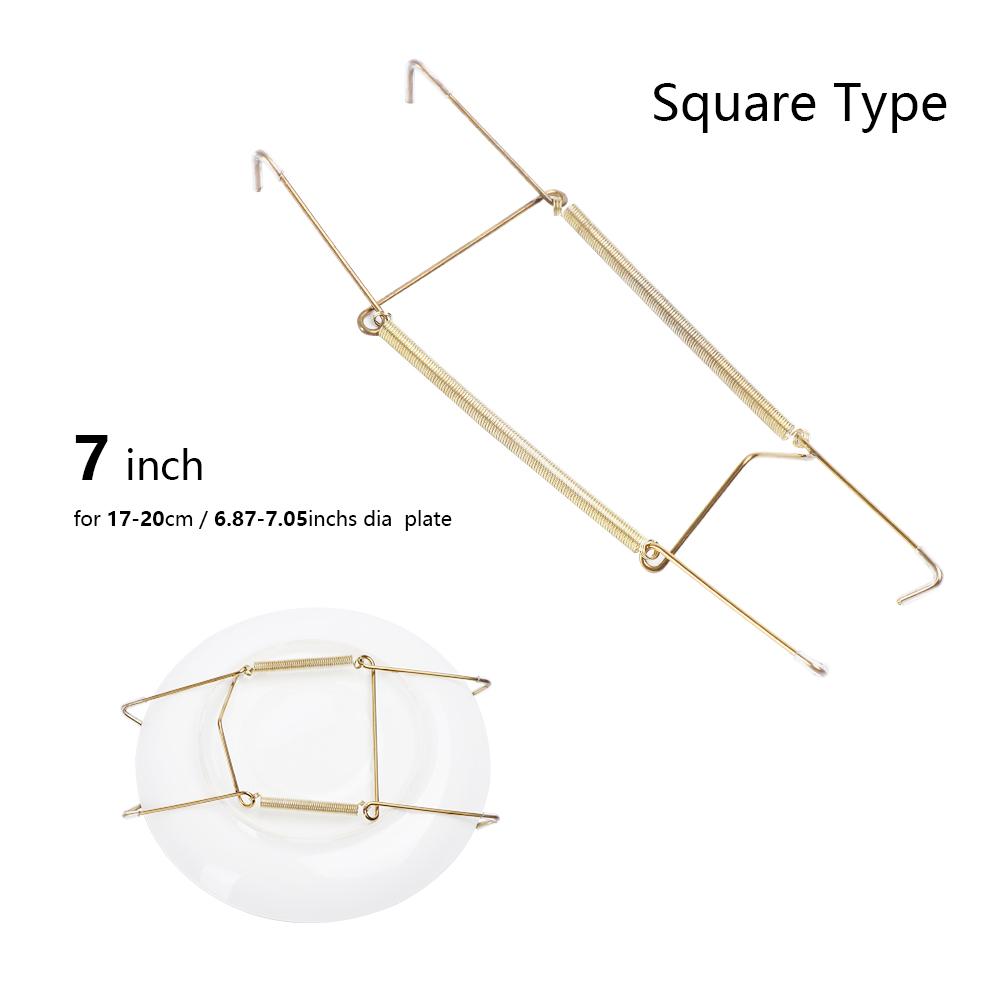 Fashion Invisible Square Wall Display Plate Dish Hangers Spring Holder W Type Hook