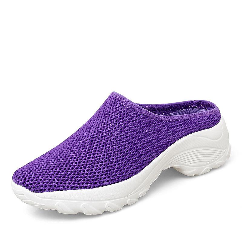 2025 Spring and Autumn New Fashion Casual Shoes Women's Fly-woven Half-drag Platform Shoes Trend One-pedal Women's Shoes