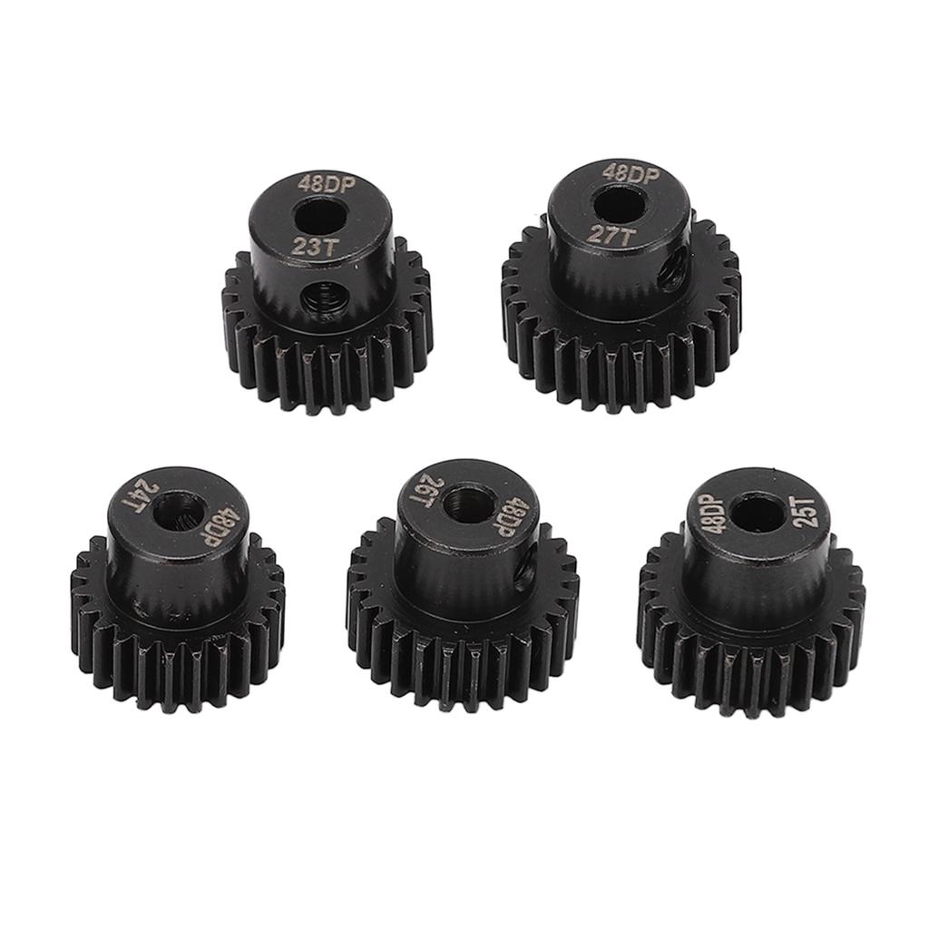 5 Pcs RC Pinion Gear Set 48DP 0.53M 3.175mm 23T 24T 25T 26T 27T Chromium Molybdenum Alloy Steel Motor Gear Set for 1/10