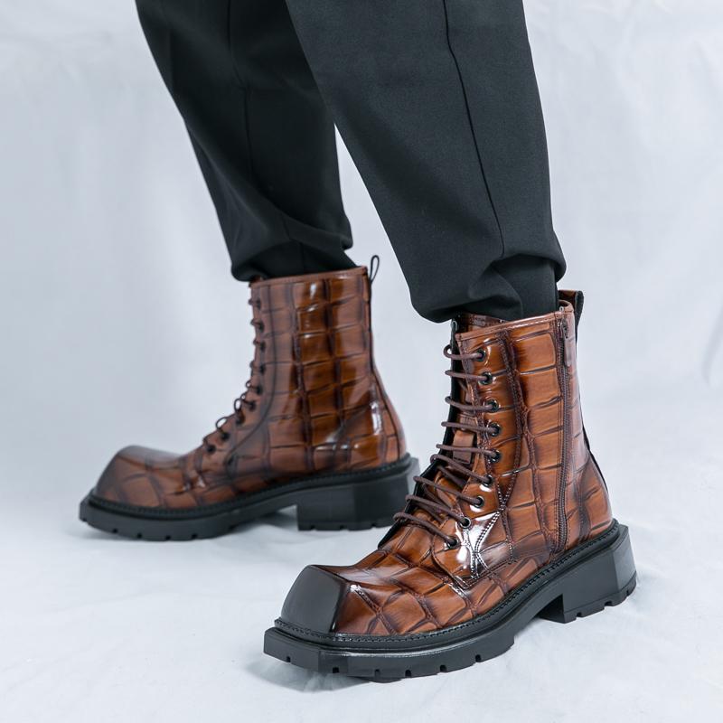 Fashion Thick soled men's high boots Retro British style Leisure outdoor street walking Daily office or business Autumn and winter Shoes