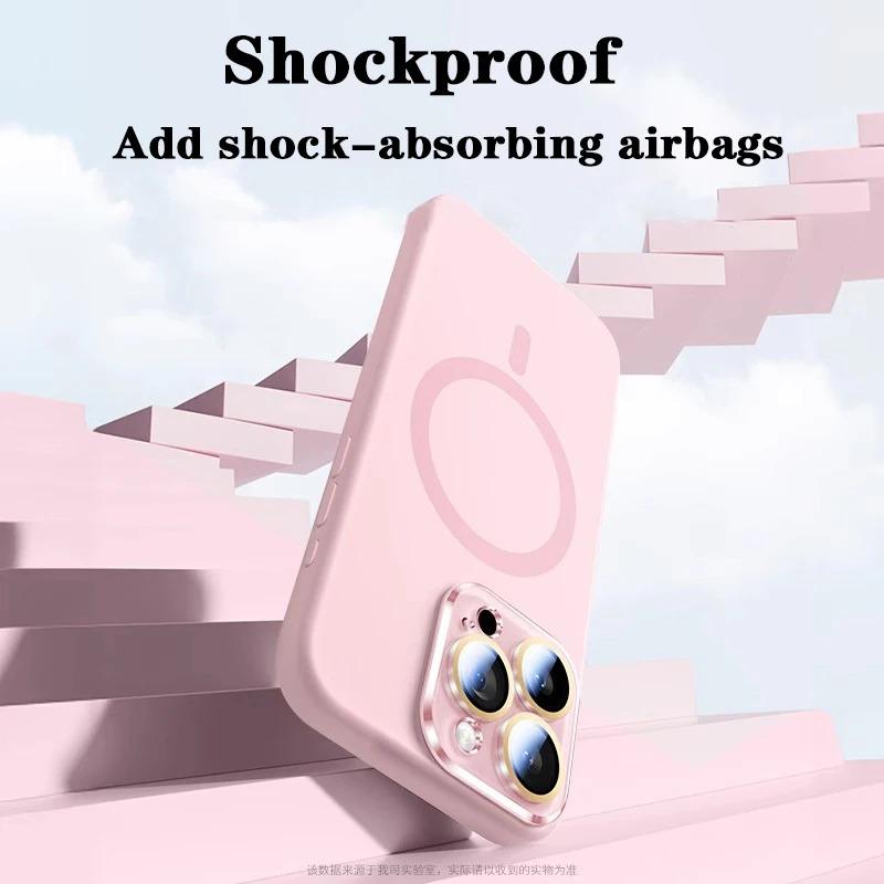 Luxury For Magsafe Liquid Silicone Magnetic Phone Case For iPhone 17Pro 16 15 Pro Max 14 13 12 Lens Protective Candy Color Cover