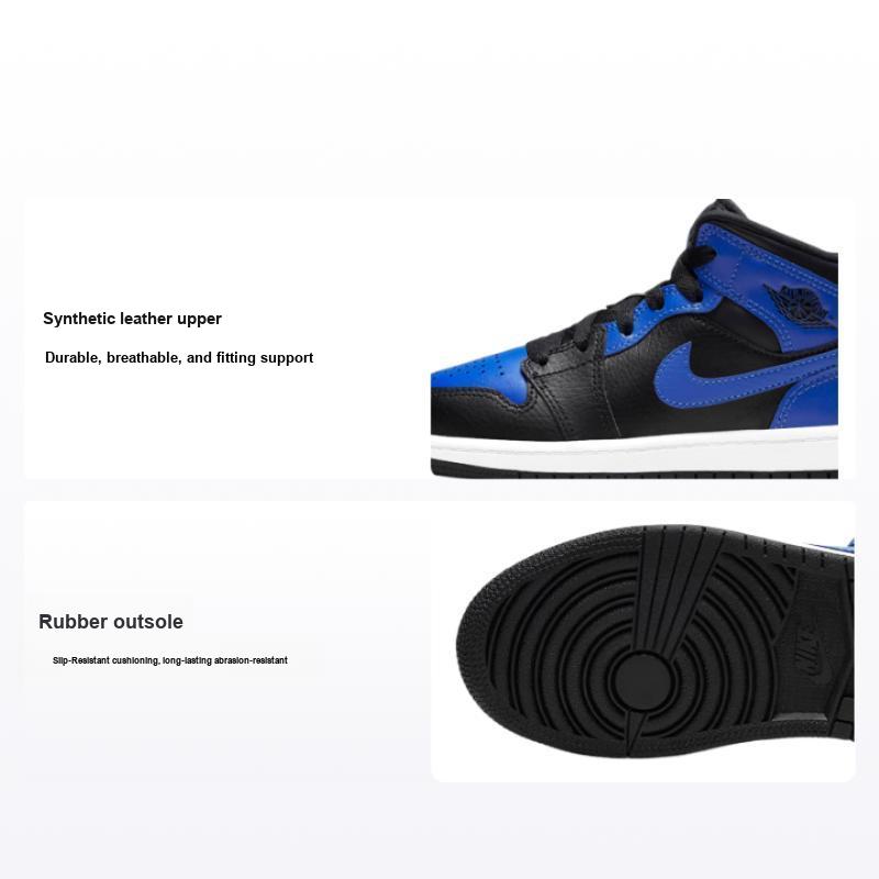 Детские кроссовки Air Jordan 1 Mid PS Hyper Royal Синий Черный Белый 640734-077 35
