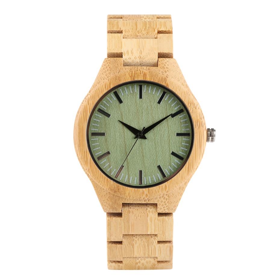 

Light Green Dial Wood Watch Men s Full Bamboo Natural Wooden Watches Adjustable Strap Timepieces Bracelet Clasp Clock Male