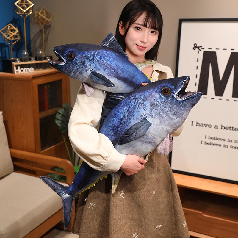 55/75/95CM Big Size Simulation Tuna Fish Plush Toy Stuffed Soft Animal Fish Plushies Pillow Cute Sofa Cushion