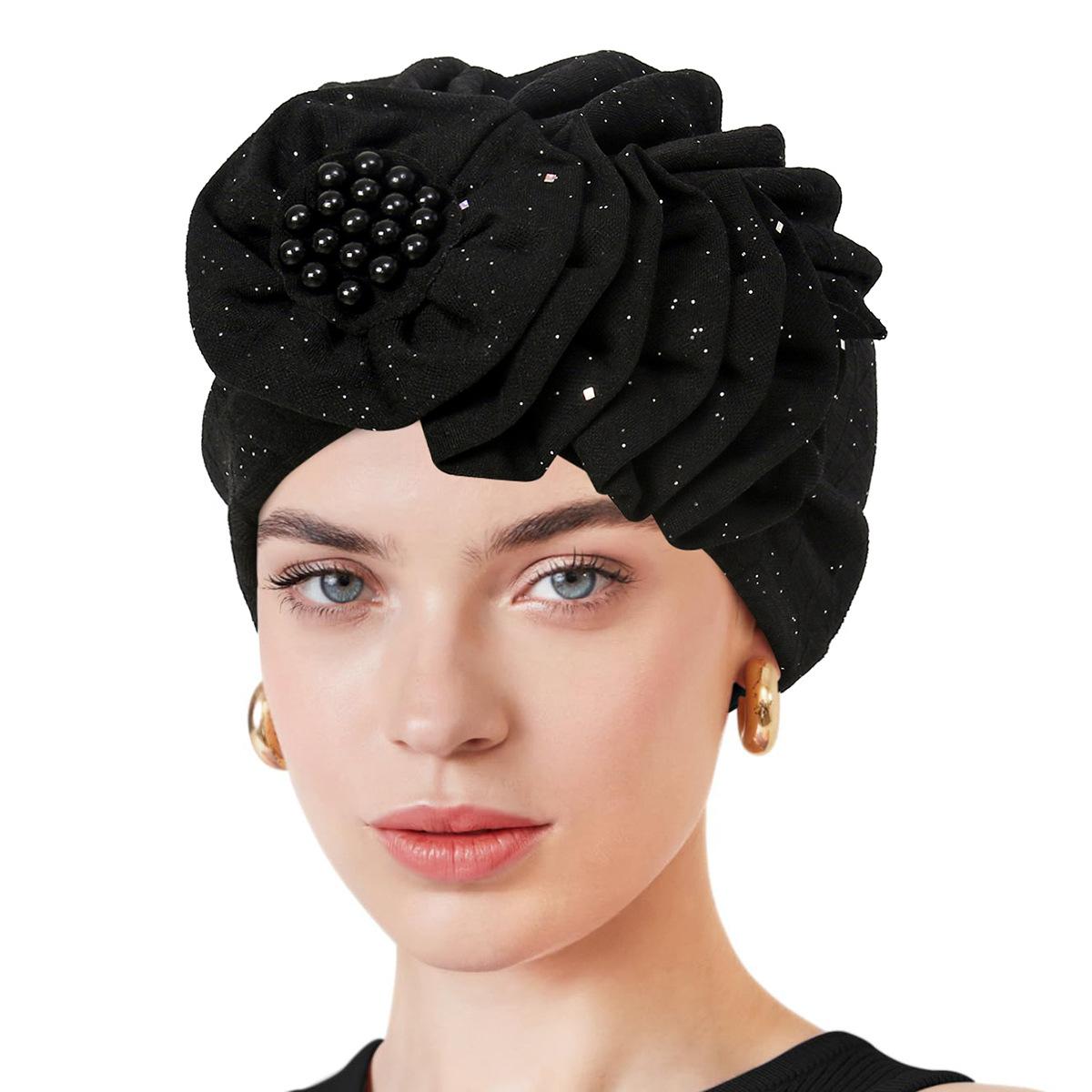 

JYL TS DIY Crochet Nightcap Hair Net Lady Hair Accessory Cotton Yarn black