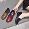 Soft leather single shoes spring new embroidered round head retro leather shoes comfortable soft sole casual shoes
