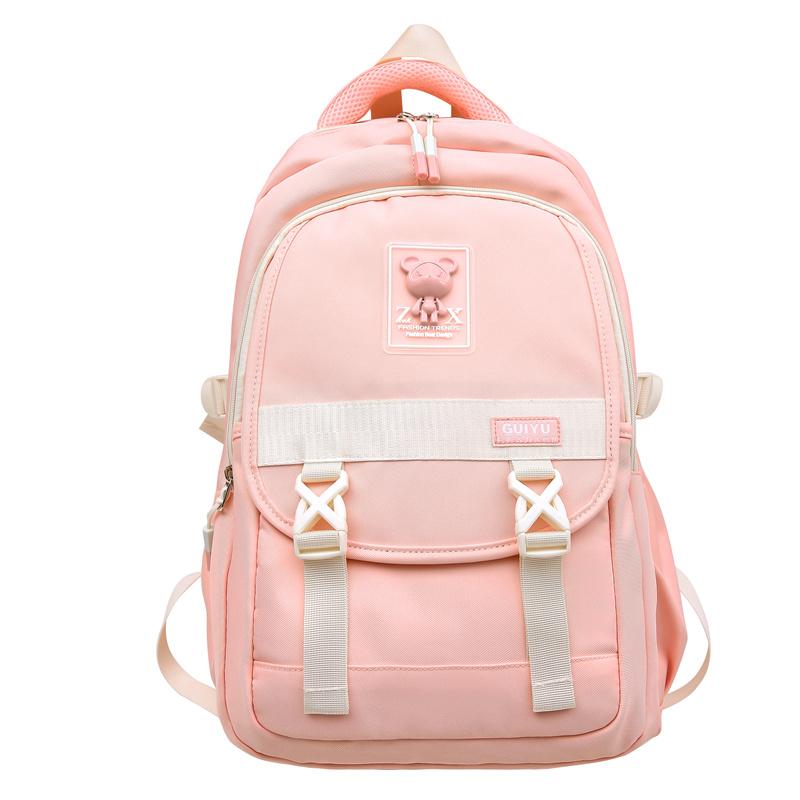 

Рюкзак большой емкости, однотонный школьный рюкзак для девочек розовый