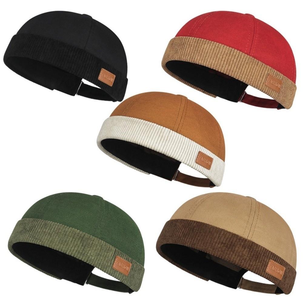Brimless Dome Melon Cap Solid Color Bucket Cap Casual Landlord Hat Travel