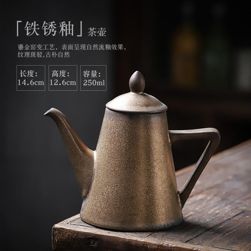 Chinesische Antike Große Brau-Keramik-Teekanne Vintage Vergoldetes Kung-Fu-Teeset Einzelne Kanne Alte Teekanne