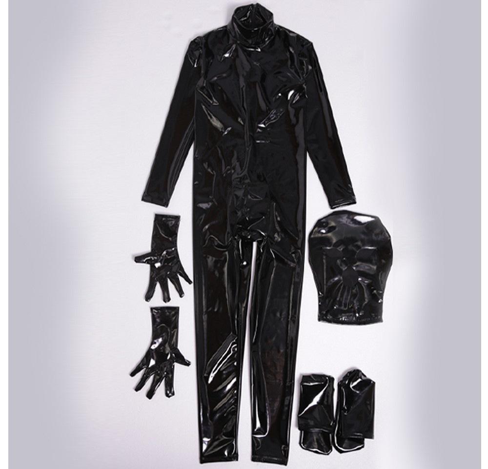 Men'S Pvc Shiny Full Body Cover Bodysuit Pu Faxu Latex Leather U Bulge Pouch Man Jumpsuit Maid Stage Nightclub Tights Shaping