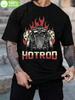 High-Quality 100% Pure Cotton T-shirt with Vintage Hot Rod Graphic