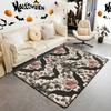 Halloween Bats Area Rug 3x5, Boho Vintage Floral Rugs for Living Room Gothic Damask Washable Rug, Antique Decor Goth Silhouette Dark Shadows