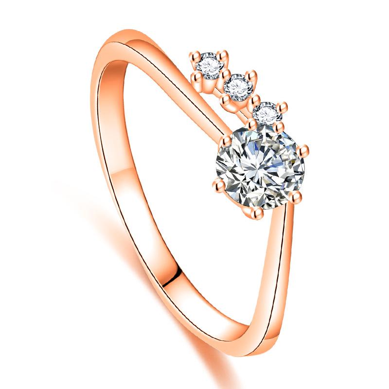 Lindon Classic Copper Alloy Zircon Ring Ladies Jewelry Wedding Promise Party Gift