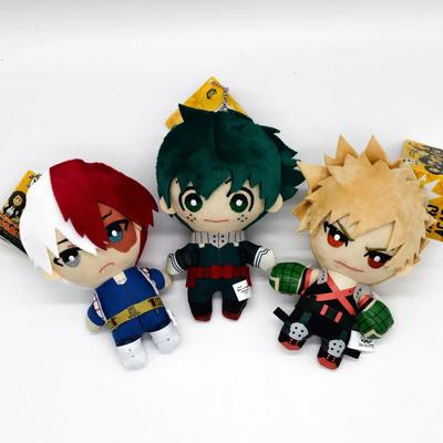 15CM My Hero Academia Anime Izuku Midoriya Katsuki Bakugou Shouto Todoroki Pendentif en Peluche Jouet Poupée en Peluche Douce Cadeaux d'Anniversaire pour Garçons