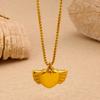 Korean Wing Heart Pendant Necklace, 18K Gold Stainless Steel Clavicle Chain, Trendy Internet Celebrity Style Jewelry