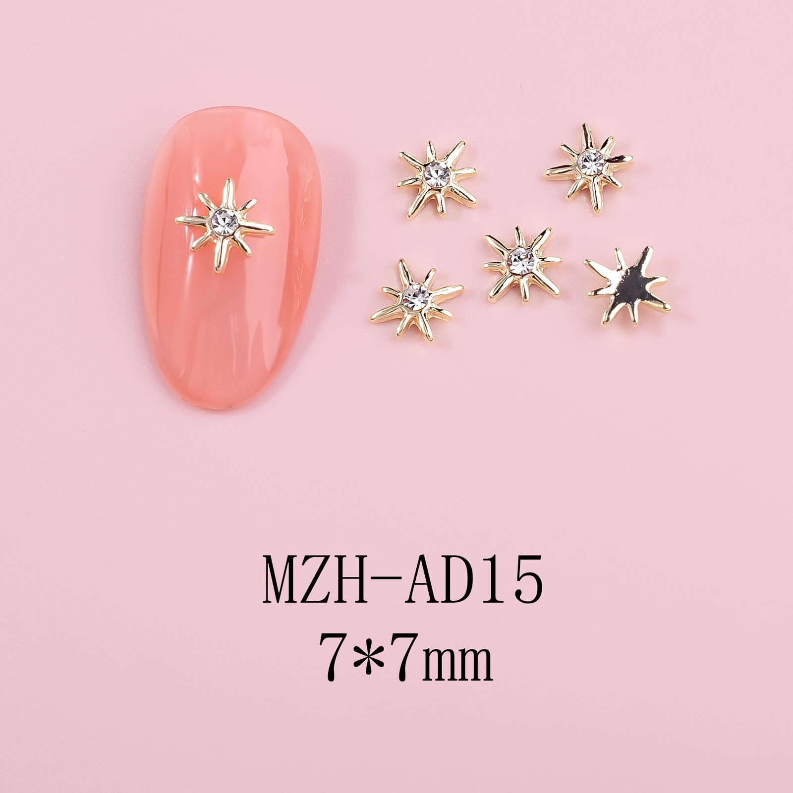 

Metal Pentagram Nail Art Jewelry DIY Hollow Three-dimensional Nail Accessories Alloy Star Nail Art Diamond Jewelry 10pcs