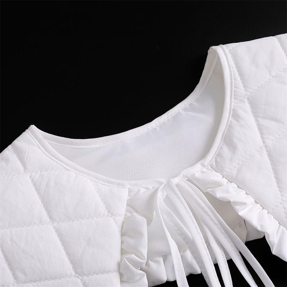 Fashion Padded Quilted False Collar Plaid Texture Thick Shawl Necklace Scarf Winter