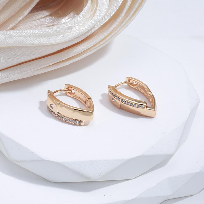 Kinel Luxury Rose Gold Color V Shape Clip Earrings For Women