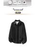 Men's Trendy Black Fake Two-Piece Lapel Hoodie Polo Shirt for Spring/Autumn